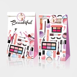 QYCX Spa Makeup Party Decorations, Spa Makeup Theme Birthday Party Supplies, Spa Makeup Candy Bags Spa Makeup Gift Bags Make Up Party Favor Bags Spa Day Gift Boxes for Baby Shower Girl Decorations