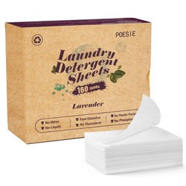 Poesie Laundry Detergent Sheets Lavender Scent 160 Sheets 80 Large Loads Soap Sheets Eco-Friendly Zero Plastic Hypoallergenic Portable Green Package Liquid Less HE Washing Detergent Strips for Save Place Traveling No Waste