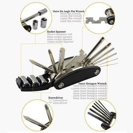 DAWAY Bike Repair Tool Kits - 16 in 1 Multifunction Bicycle Mechanic Fix Tools Set Bag with Tire Patch Levers, Practical Gift
