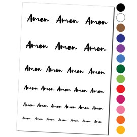 Amen Cursive Fun Text Prayer Praying Temporary Tattoo Water Resistant Fake Body Art Set Collection - Black (One Sheet)