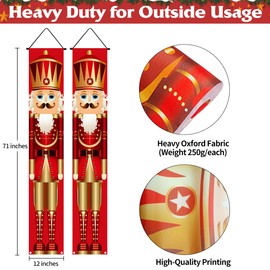 Nutcracker Christmas Decorations Outdoor, Nutcracker Soldier Front Porch Decor Banner, Xmas Door Sign Wall Decor, Thick Fabric Material with Vibrant Colors, Ready to Hang Up