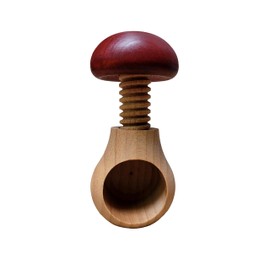 Wooden World Nussknacker aus natürlichem Buchenholz – sehr massiver Pilz weinrot