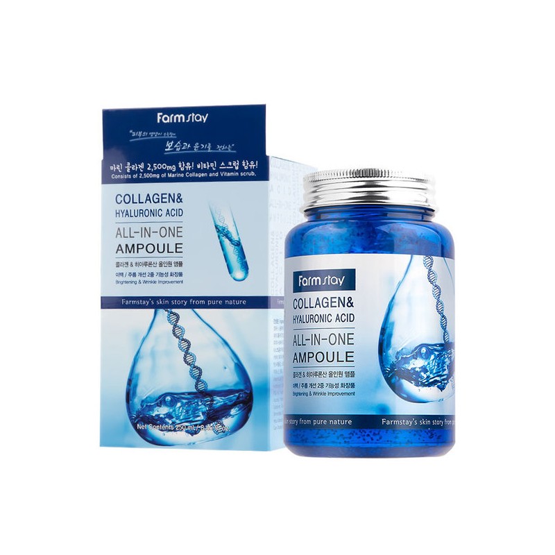 Farmstay Collagen & Hyaluronic Acid All-in-One Ampoule 250ml / 팜스테이