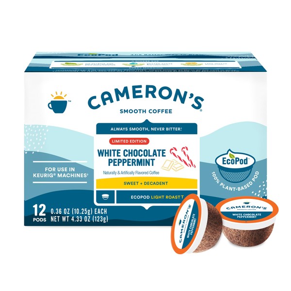 Cameron's Coffee Holiday Single Serve Pods, Flavored, White Chocolate Peppermint, 12 Count (Pack of 1)