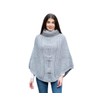 SAOL 100% Merino Wool Cable Knit Ladies Poncho Sweater (Grey)