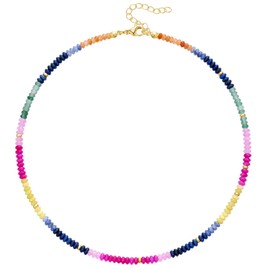 KELORIS PATH Beaded Necklace for Women, Colorful Gemstone Boho Bead Choker for Beach, Trendy Summer Natural Stone Jewelry Gifts(05)