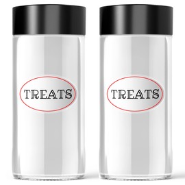Glasstery Cat Dog Pet Treat Training Dry Food Canister Countertop Container Indoor Display Jar Bottle Glass Accessories Gifts Screw Top 18oz Small (2-Pack Glass with Durable Plastic Lid)