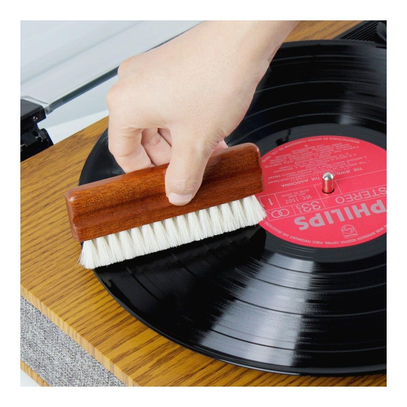 Vinyl Record Turntable Cleaning Brush Goat Hair Wooden Handle GK-R32B