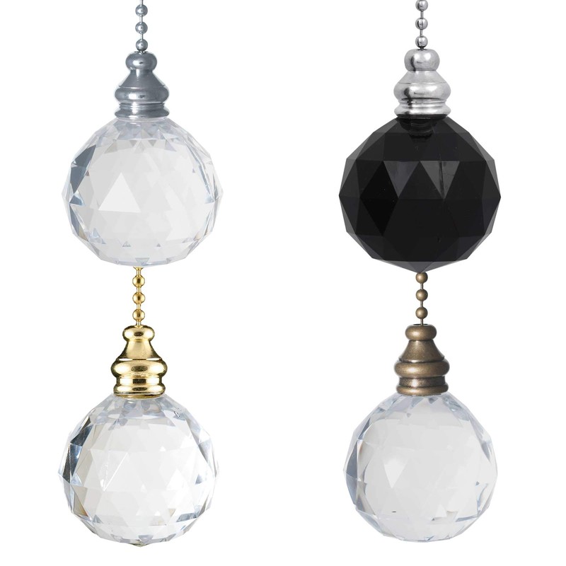 Light Pull Chain Cord Acrylic Crystal Ball 38x52mm with 80cm