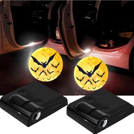 2Pcs 3D Car Door Step LED Welcome Logo Shadow Ghost Light Projector Lamps, No Drill Automotive Step lights Door Courtesy Lights Fits All Vehicle Models (Bat)