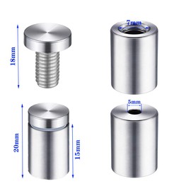 TIHOOK Pack of 40 Stainless Steel Wall Spacers, Small Mounting Parts, Acrylic Spacers, Screws Holder for Advertising, 12 x 20 mm Nails Glass Standoff Holder