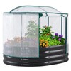 KING BIRD Raised Garden Bed with Cover Galvanized Oval Planter