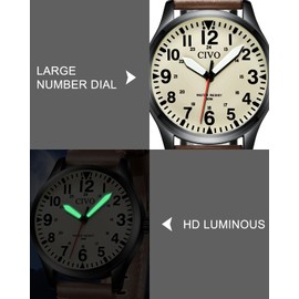 CIVO Analog Wrist Watches for Men: Leather Mens Watches Casual Design, Easy to Read, Waterproof
