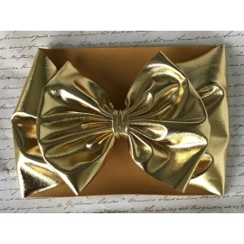 Handmade NWT Baby headwrap Gold Metallic Lame Spandex Stretchy Headband