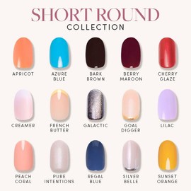 Glamnetic Short Round Press On Nail Collection - Nail Glue & Remover:_Sunset Orange