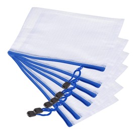 YOKIVE 6 Pack Mesh Zipper Bags, B5 Mesh File Pockets | Plastic Document Pouch, Great for Office Appliances Travel Storage(White)