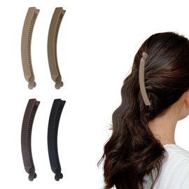 Pack of 4 Banana Clip Thin Hair Banana Hair Clip Women's Thin Hair Banana Clip Hair Clips Non-Slip Ponytail Holder Clip Multi Colours Classic Medium for Women