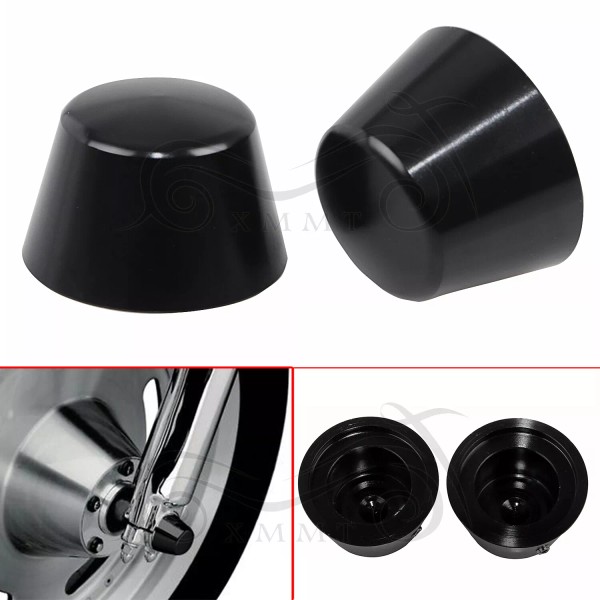 Unbranded Gloss Black Front Axle Cap Nut Cover For Harley