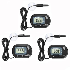 AQUANEAT Aquarium Thermometer, Fish Tank Thermometer, Digital Temperature Test, with Large LCD Display (3 Packs)