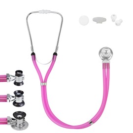 SCIAN Stethoscope Sprague Rappaport for Doctors, Nurses, Med Students, and Home Use, Multi-fuctional Cardiology Stethoscope Dual Head with Adult, Pediatric, and Infant Convertible Bell (Pink)