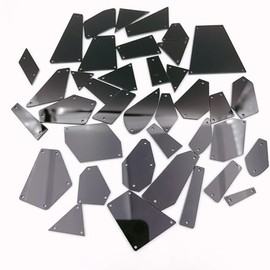 NUO RUI Black Sew on Rhinestones, Crystal Sewing Mirrored Beads for DIY Mirror Suits Dress Costume Accessories (50)
