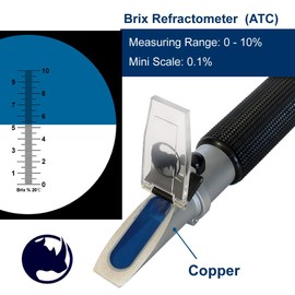 0-10% Brix & Cutting Fluid, Rhino Handheld Refractometer with Automatic Temperature Compensation (Copper) Accuracy 0.1%