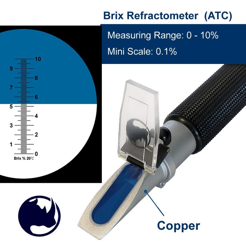0-10% Brix & Cutting Fluid, Rhino Handheld Refractometer with Automatic