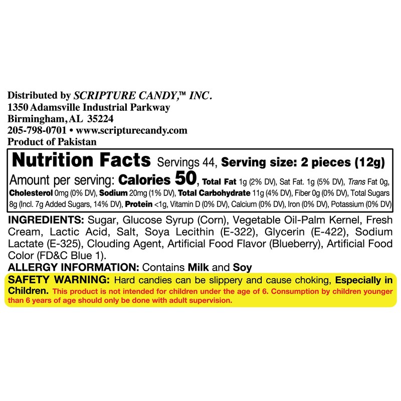 Scripture Candy, Blueberries & Cream Hard Candy Rolls, 9 Count