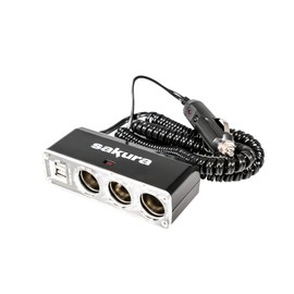 Sakura 12V 3-Socket 2 USB Socket Extension