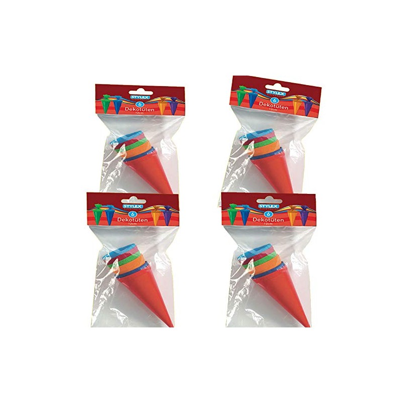 Small School Cone Decoration, Colourful, Height 12 cm, Top Diameter