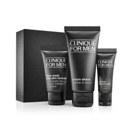 Clinique For Men Starter Kit Set For Daily Oil Control | Face Wash, Cream Shave + Mattifying Moisturizer