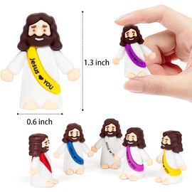 IEUHDKWL Little Jesus Figures Jesus Loves You Mini Jesus Figures Hide and Seek Religious Party Favors Sunday School Easter Egg Stuffers (60PCS)