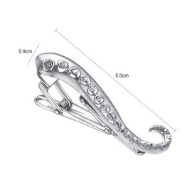 Yoursfs Necktie Clip, Octopus Leg, Animal Tie Pin, Stylish, Men's Silver, Fish Accessory, Brass