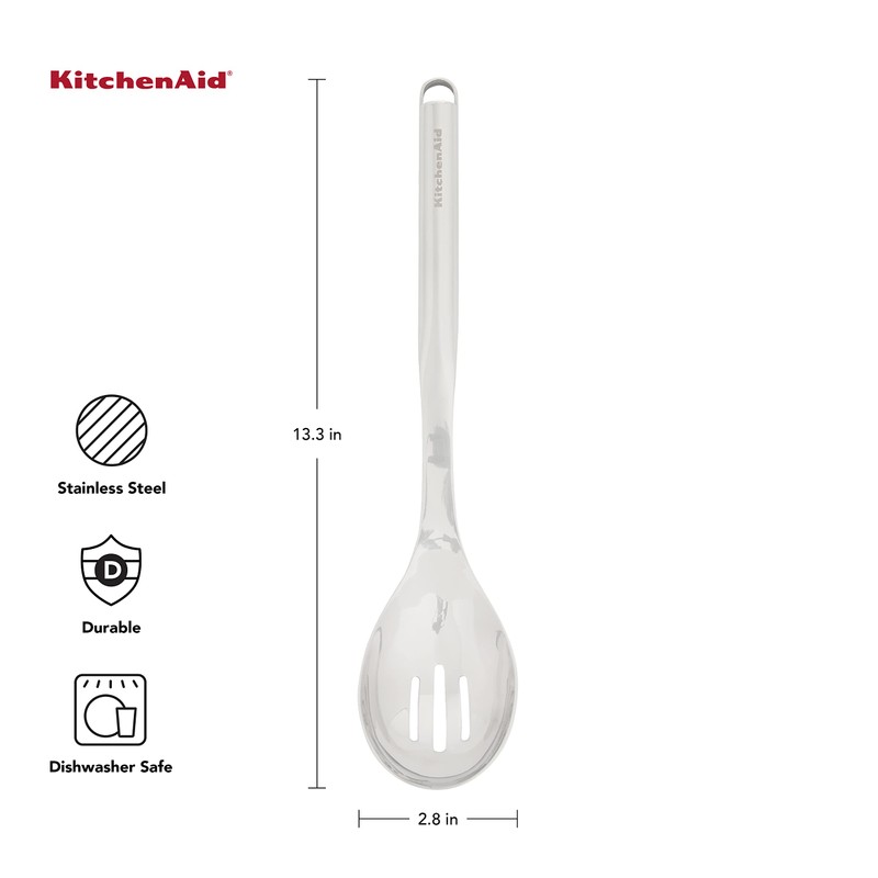 KitchenAid Premium Slotted Spoon with Hang Hook, 13.3-Inch, Stainless Steel