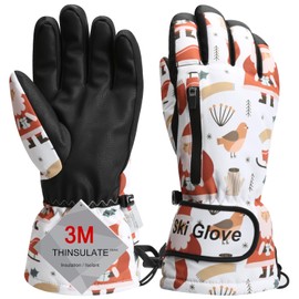 Odtmger Ski Gloves, Warm and Breathable Snow Gloves for Various Cold Winter Outdoor Sports, Waterproof and Anti-slip Ski Gloves Suitable for Boys & Girls, Men & Women (Mix-7,XXS)