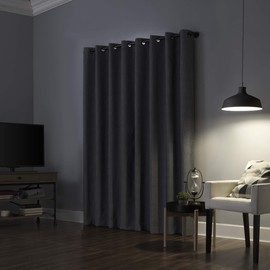 Sun Zero Noir Dimensional Thermal Extreme Total Blackout Grommet Curtain Panel, 52" x 96", Charcoal Gray