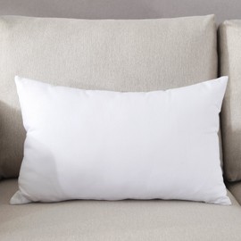 TAOSON Decorative 100% Cotton Canvas Square Solid Toss Pillowcase Cushion Cover Pillow Case with Hidden Zipper Closure Only Cover No Insert - White 12"x20"(30x50cm)