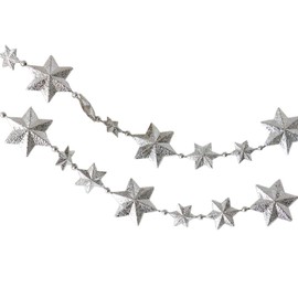 Vpang Stars Pearls Beads String Garland for Christmas, Valentine, Exhibition, Wedding, Party, DIY Craft, Home Decoration, 106 Inch (Silver)