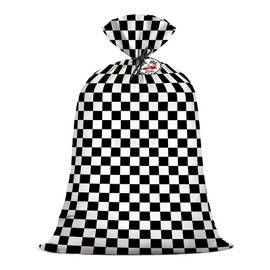 KIDAJOY Extra Large Checkered Race Car Gift Bag 36x56 Inch Plastic Jumbo Black and White Checkered Gift Bags XL Racing Car Themed Boys Happy Birthday Party Favors Decorations