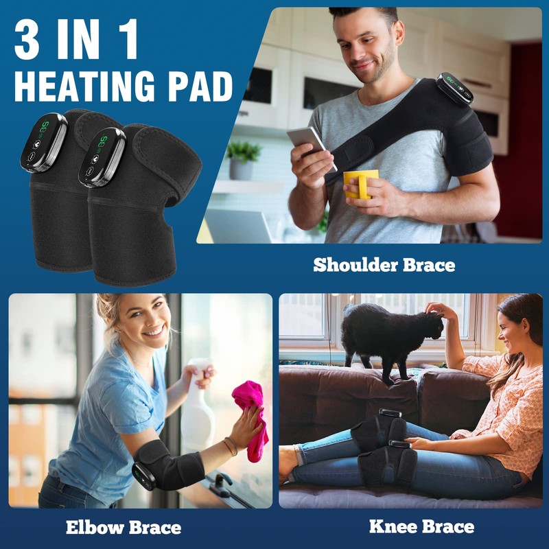 MOAJAZA Knee Massager with Heat and Vibration, Heating Pad for