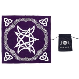HOBBIESAY 1 Set Altar Cloth Tarot Table Cloth with Velvet Pouch Purple Triple Moon Pentagram Tarot Clothes Soft Divination Storage Bag Set for Tarot Cards Wiccan Witchcraft Supplies Tools