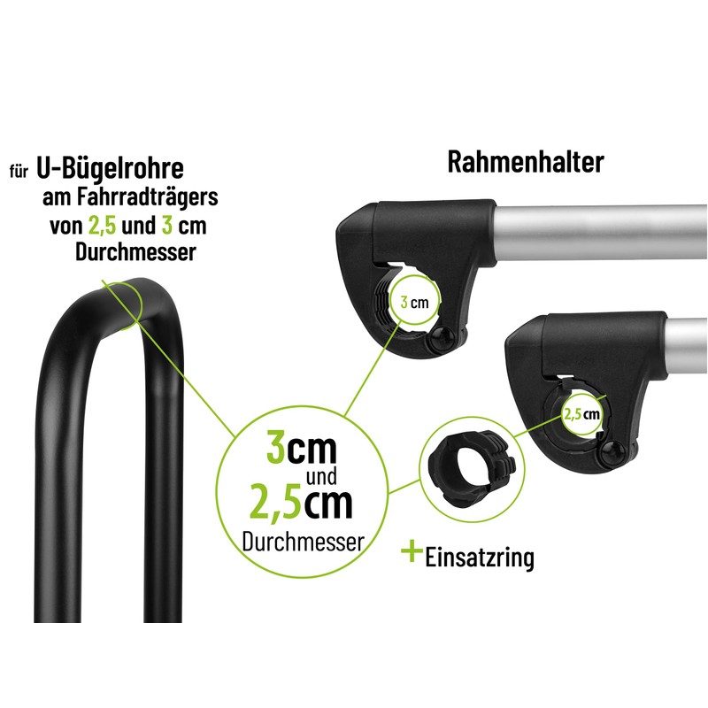 Strap Frame Holder Short Diameter 25 + 30 mm Black/Silver