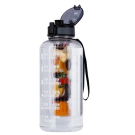 Belle Vous Fruit Infusion Water Bottle, with Hinged Lid and Straw, Drinking Bottle 2 L, 2 L Drinking Bottle without BPA, with Motivational Time Markings, Leak-Proof Sports Bottle