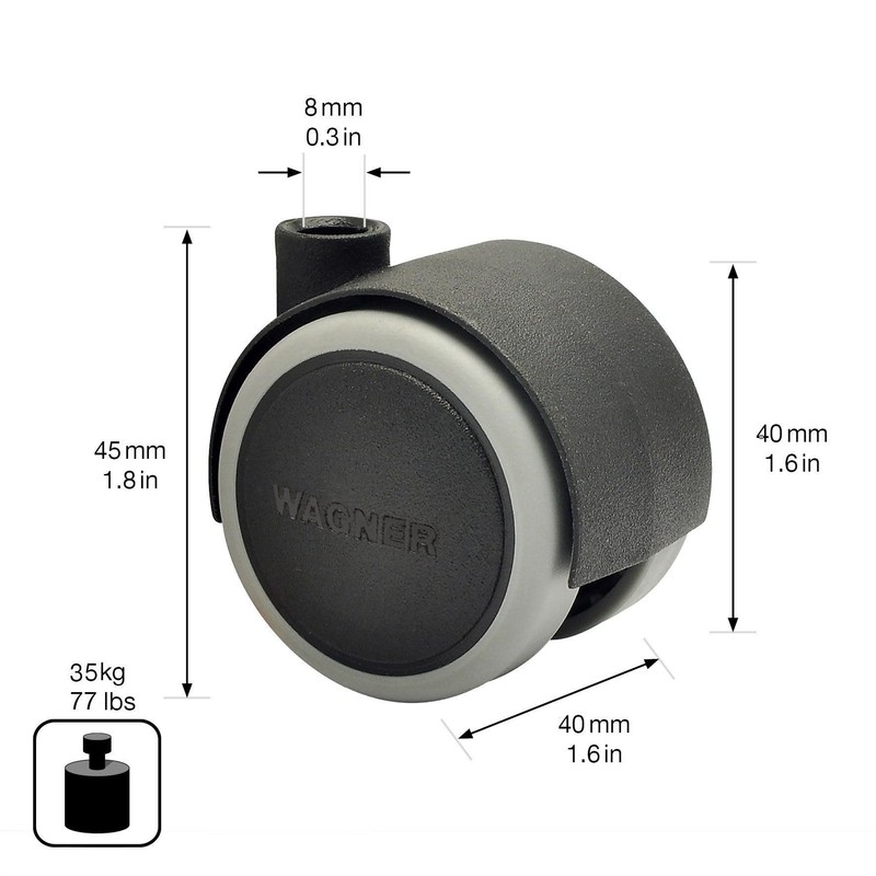 WAGNER Designer 01072601 Soft Swivel Castor Diameter 40 mm Height