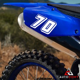 Autodomy Motorrad Motocross Nummer Startnummer Aufkleber Paket 10 Stück für Motorrad Quad ATV Auto (Weiß)