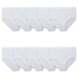 Fruit of the Loom womens Tag Free Cotton Panties (Regular & Plus Size) Briefs, Plus Size Brief - 10 Pack White, 13 US