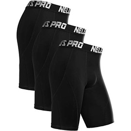 Neleus Men's 3 Pack Sport Running Compression Shorts,6012,Black,S