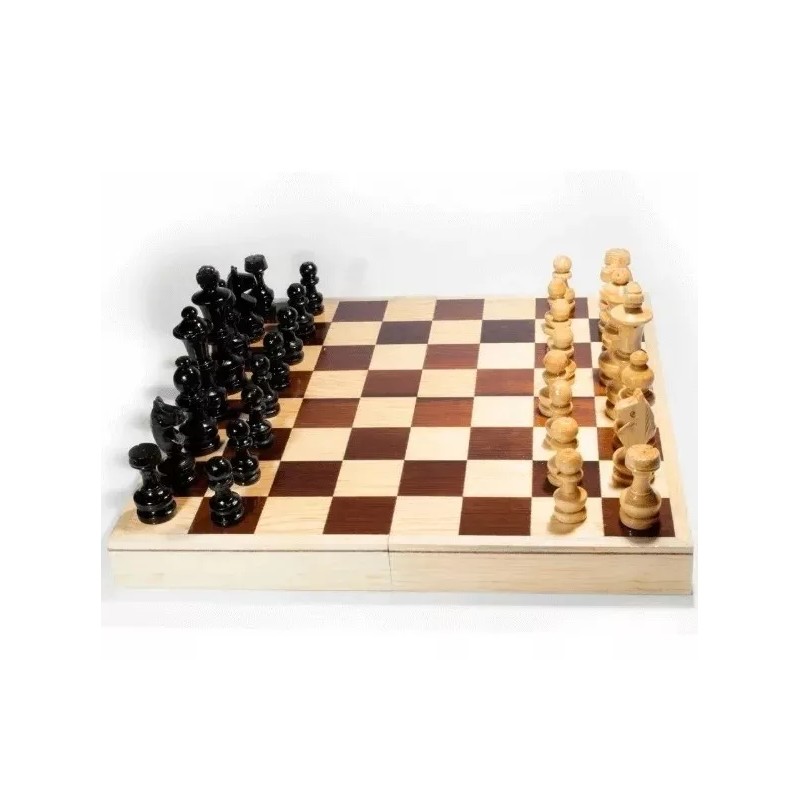 Didakta Ajedrez De Madera 20x20cm. 32pzs. Tablero Plegable, Jgo Mesa