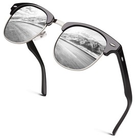 GQUEEN Classic Horn Rimmed Semi Rimless Polarized Sunglasses for Men Women GQO6