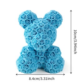3D Printed Bear Toy – Stress-Relief Desk Toy & Stylish Home Decor Ideal Gift for Autism/ADHD Eco-Friendly PLA Design – Blue